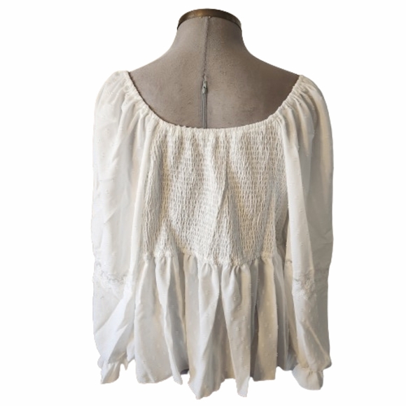 PRETTY ☆ SWISS DOT & LACE ☆ ROUCHED FRONT BLOUSE ☆ 22w ☆ NWT - Picture 5 of 9